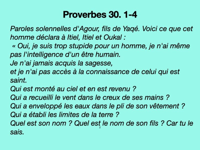 une énigme de Proverbes 30 résolue en Jean 3